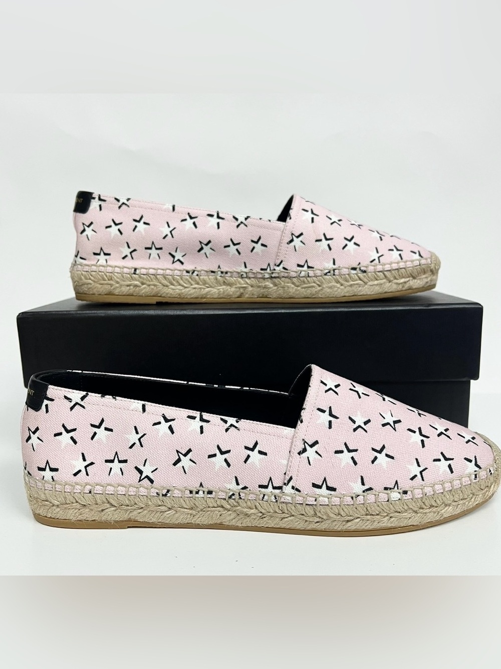 NWT Saint Laurent Espadrilles Solaris Canvas Star Print Pink Black EU 39.5 $750 - Picture 1 of 12
